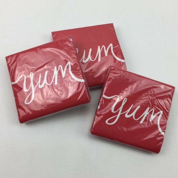 Spritz Party Supplies Spritz Beverage Napkins Red White Yum 2 Ply 3